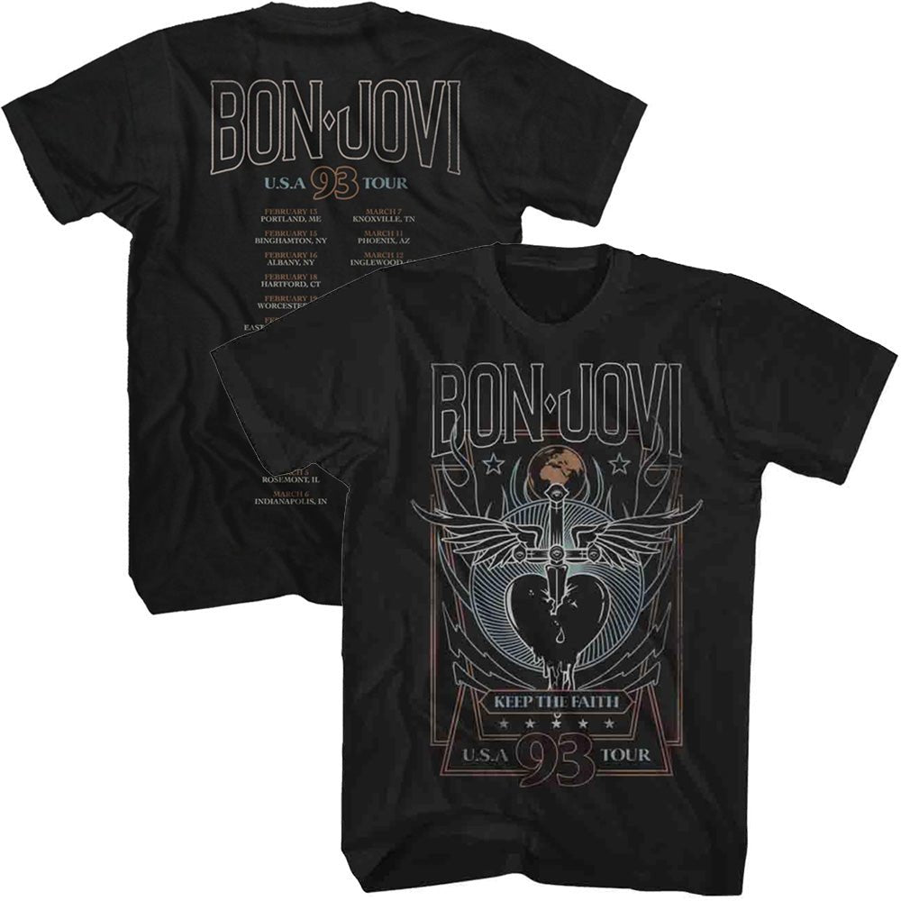 BON JOVI ボンジョヴィ - 93 TOUR / バックプリントあり / Tシャツ / メンズ - PGS